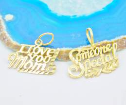 14K Gold Someone Special & I Love You Mom Etched Pendants Variety 1.4g