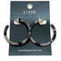 Designer J. Crew Black Gray Tortoise Acrylic Resin Round Hoop Earrings image number 1