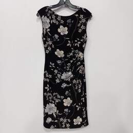 Ralph Lauren Women's Black Floral Print Sleeveless Sheath Dress Size 6