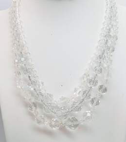 Vintage Silvertone Faceted Clear Crystals Beaded Layering Necklaces Variety