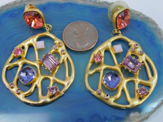 Gerard Yosca Designer Colorful Rhinestone Gild Tone Earrings 20.7g image number 5
