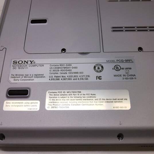 Sony VAIO PCG-9RFL 15.4-in Intel Pentium 4 (Untested) image number 9
