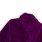 Womens Purple Long Sleeve Shawl Collar Front Button Faux Fur Coat Size S image number 4