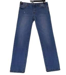 Womens Blue Denim 5 Pocket Belt Loops Button Straight Leg Jeans Size XS alternative image