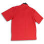 Mens Red Short Sleeve Spread Collar Button Front Golf Polo Shirt Size XL image number 2