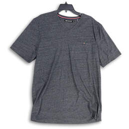 Mens Gray V-Neck Chest Pocket Short Sleeve Pullover T-Shirt Size X-Large