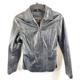 Guess Women Black Leather Jacket S