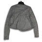 Womens Gray Heather Zip Detail Long Sleeve Round Neck Blouse Top Size S image number 2
