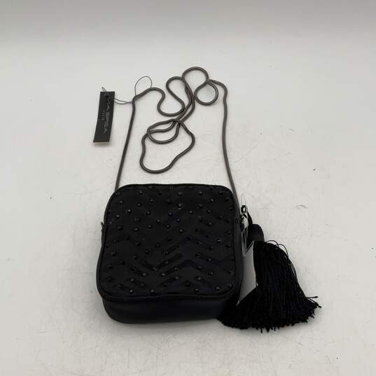 NWT Via Spiga Womens Black Bedazzled Zipper Inner Pocket Crossbody Bag Purse image number 1