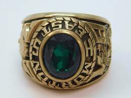 Vintage 10K Gold Faceted Dark Green Spinel Oval Class Ring 16.7g alternative image