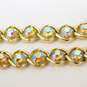 Vintage Gold Tone Aurora Borealis Rhinestone Multi Strand Necklace & Faux Pearl Brooch 85.8g image number 6