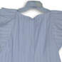 Womens Blue Ruffled Pleated Round Neck Short Sleeve Mini Dress Size XL image number 4