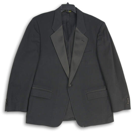 Mens Black Long Sleeve Notch Lapel Single Breasted One-Button Blazer image number 1