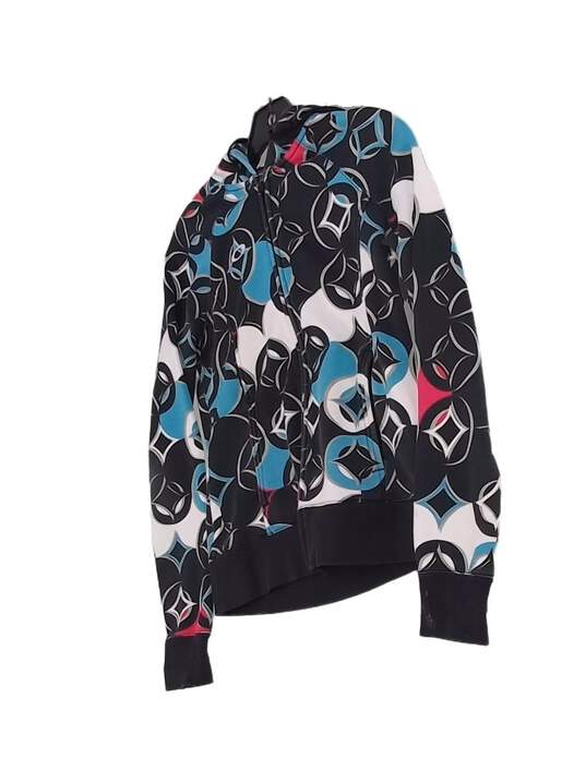Womens Multicolor Geometric Pockets Long Sleeve Full Zip Hoodie Size XS image number 3