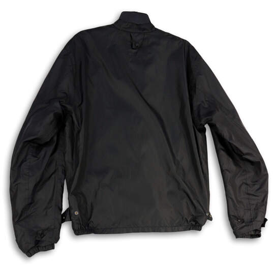 Mens Black Collared Long Sleeve Full-Zip Windbreaker Jacket Size L Tall image number 2