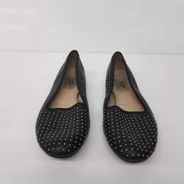 UGG Womens Black Leather Slip On Silver Studded Round Toe Loafers Flats Sz 8 alternative image