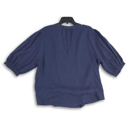 NWT Womens Blue Ruffle Split Neck Short Sleeve Pullover Blouse Top Size XL alternative image