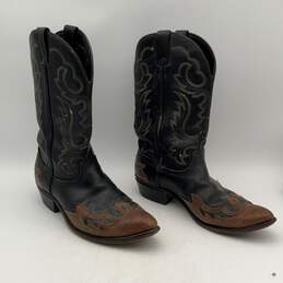 Code West Mens Black Brown Round Toe Pull-On Cowboy Western Boots Size 11