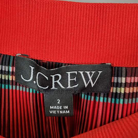 J Crew Women Red Pleated Stripe Midi Skirt Sz 2 NWT image number 3