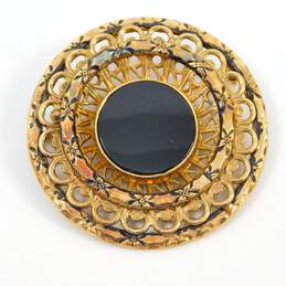 VNTG Art Nouveau Style Gold Tone & Gold Filled Onyx, Glass & Rhinestone Brooch Lot alternative image