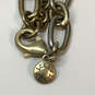 Designer J. Crew Gold-Tone Link Chain Crystal Cut Flower Statement Necklace image number 3