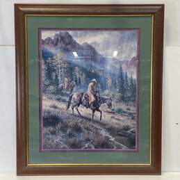 Cowboys in the Rain Print by Jack Terry 2004 Matted & Framed