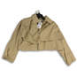 NWT Womens Tan Long Sleeve Spread Collar Cropped Jacket Size Medium image number 1