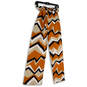 Womens Multicolor Abstract Flat Front Straight Leg Paperbag Pants Size S image number 3