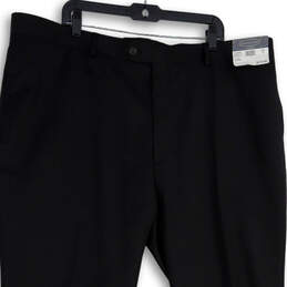 NWT Mens Black Wool Flat Front Straight Leg Dress Pants Size 46