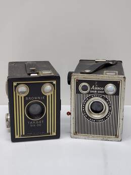 2x Vintage Box Cameras Ansco Shur Shot & Brownie Target Six-20