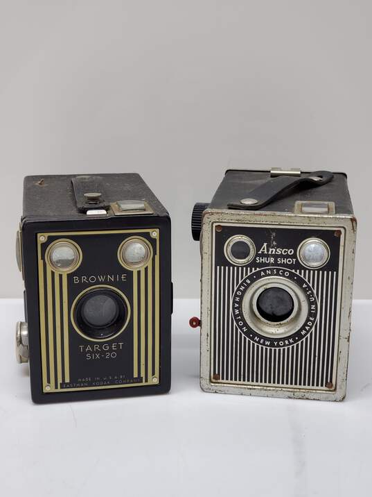2x Vintage Box Cameras Ansco Shur Shot & Brownie Target Six-20 image number 1