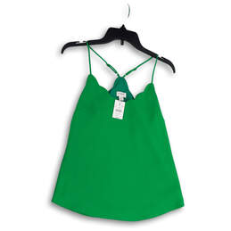 NWT Womens Green Scalloped Neck Spaghetti Strap Pullover Camisole Top Sz 2