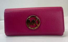 Michael Kors Pink Leather Travel Flap Envelope Card Wallet