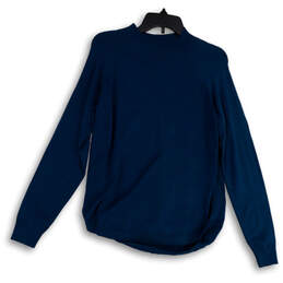 Womens Blue Crew Neck Long Sleeve Tight-Knit Pullover Sweater Size Medium alternative image