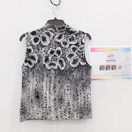 Women's St John Mock Neck Floral Knitted Top w/ Silver Embellishment Sequin Size S alternative image