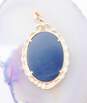 Vintage 14k Yellow Gold Opal & Onyx Cameo Pendant 3.2g image number 2