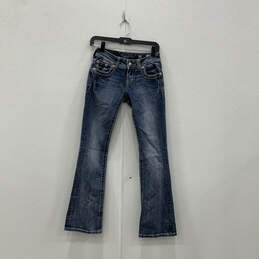 Womens Blue Denim Medium Wash 5 Pocket Design Bootcut Jeans Size 25