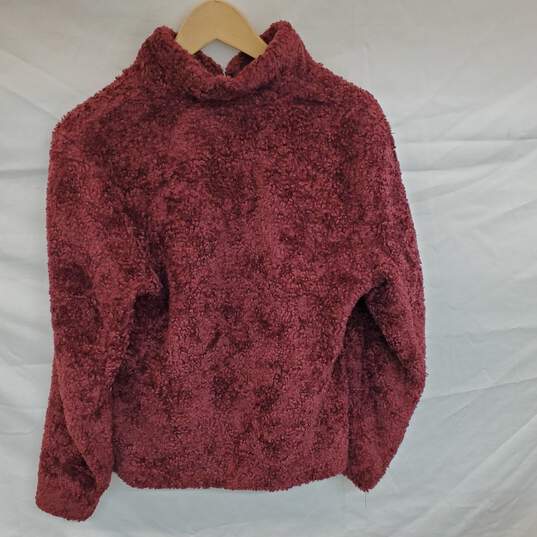 Wm Pendleton Burgundy Pile Sherpa Fleece Flannel Wool Full Zip  Jacket Sz S/CH image number 2