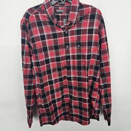 Eddie Bauer Red Long Sleeve Plaid Button-Up