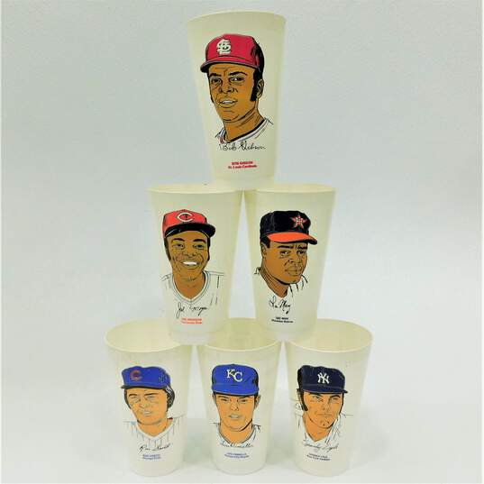 Vintage 1970s 7-Eleven MLB Baseball Player Slurpee Cups Lot of 14 image number 4