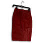 Womens Red Leather Pleated Knee Length Straight & Pencil Skirt Size 6 image number 2