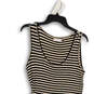 Womens Black Tan Striped Sleeveless Knee Length Fit & Flare Dress Size 6 image number 3
