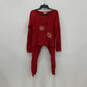 NWT Womens Red Raglan Sleeve Crew Neck Two Piece Pajama Set Size Large image number 1