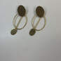 Designer J. Crew Gold-Tone Oval Shape Hoop Fashionable Dangle Earrings image number 3