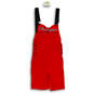 Womens Red Front Pocket Wide Strap Embroidered Logo One Piece Overall Sz S image number 1