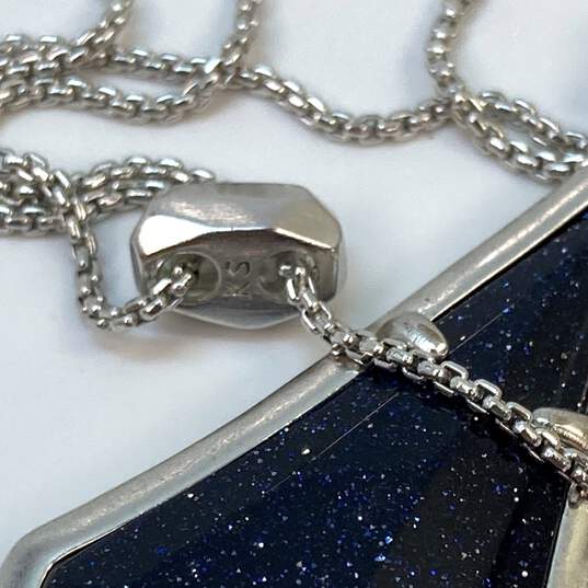 Designer Kendra Scott Silver-Tone Chain Black Olivia Pendant Necklace image number 3
