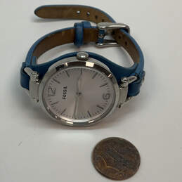 Designer Fossil ES-3297 Silver-Tone Leather Strap Analog Wristwatch W/ Box alternative image