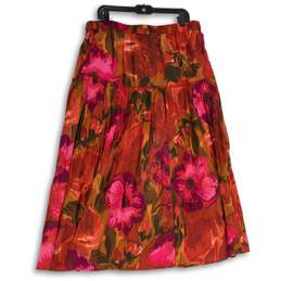 Liz & Me Womens Multicolor Floral Elastic Drawstring Waist A-Line Skirt Size 1X alternative image