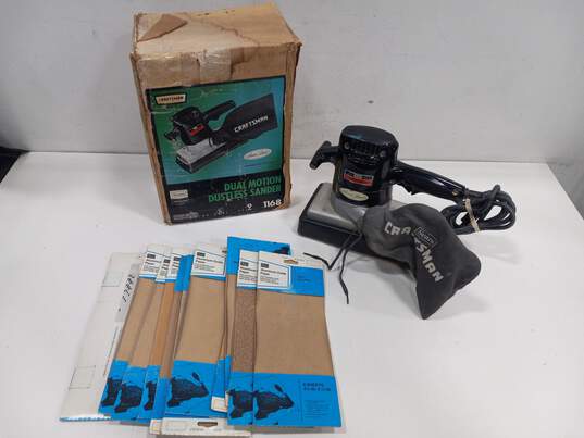 Craftsman Dual Motion Dustless Sander With NEW Aluminums Oxide Papers IOB image number 1