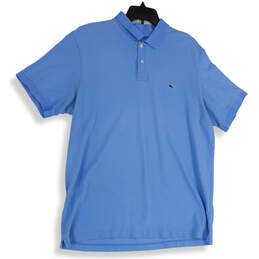 Mens Blue Short Sleeve Collared Regular Fit Golf Pullover Polo Shirt Size L